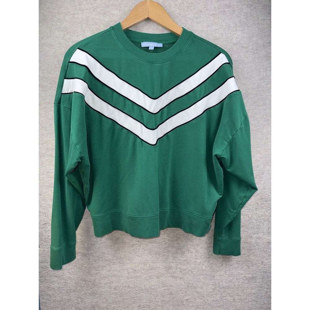 Antonio Melani Women’s Size Large Green Crewneck Shirt With White Stripes